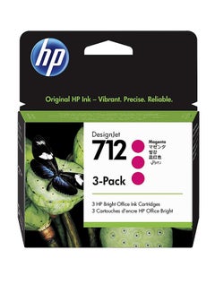 712 3Ed78A 3-Pack 29-ML Genuine Ink Cartridge With Original Ink, For Designjet T650, T630, T250, T230 & Studio Large Format Plotter Printers Magenta