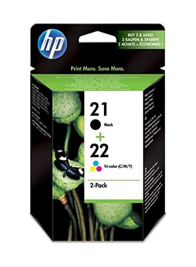 HP SD367AE 21/22 Original Ink Cartridges, Black and Tri-color, Multipack Black,Cyan, Magenta,Yellow  - Image 1