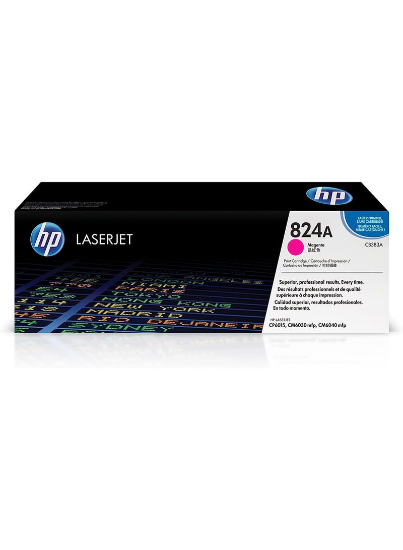 HP 824A Hewlett Packard Original Laserjet Colour Sphere Toner Cartridge - Cb383A Magenta  - Image 1