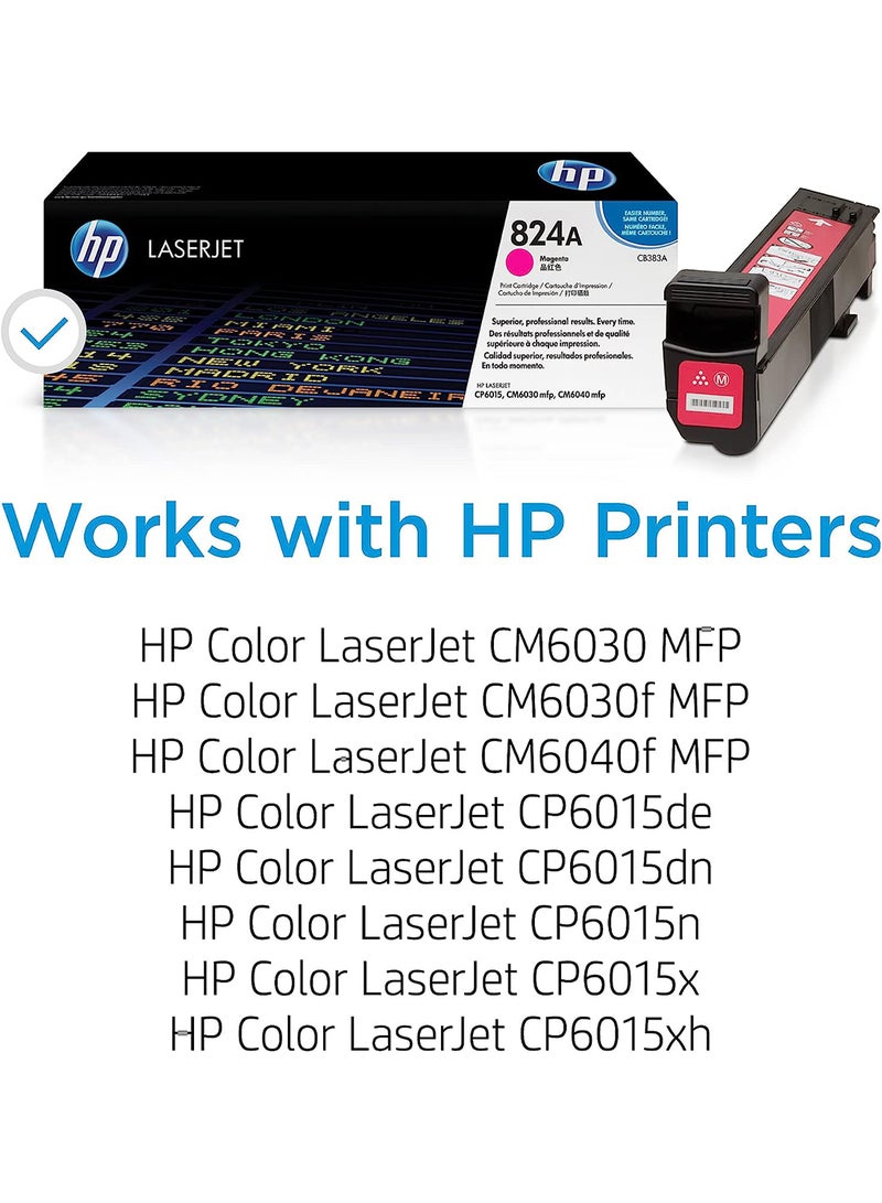 HP 824A Hewlett Packard Original Laserjet Colour Sphere Toner Cartridge - Cb383A Magenta  - Image 2