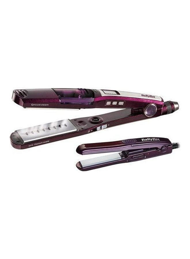 Hair Steam Straightener, Up To 230°, 5 Heat Settings, Led Display, Titanium Ceramic Coating, Ionic Setting, I Temperature Technology, ST396SDE Purple - v1689926920/N50533389A_1