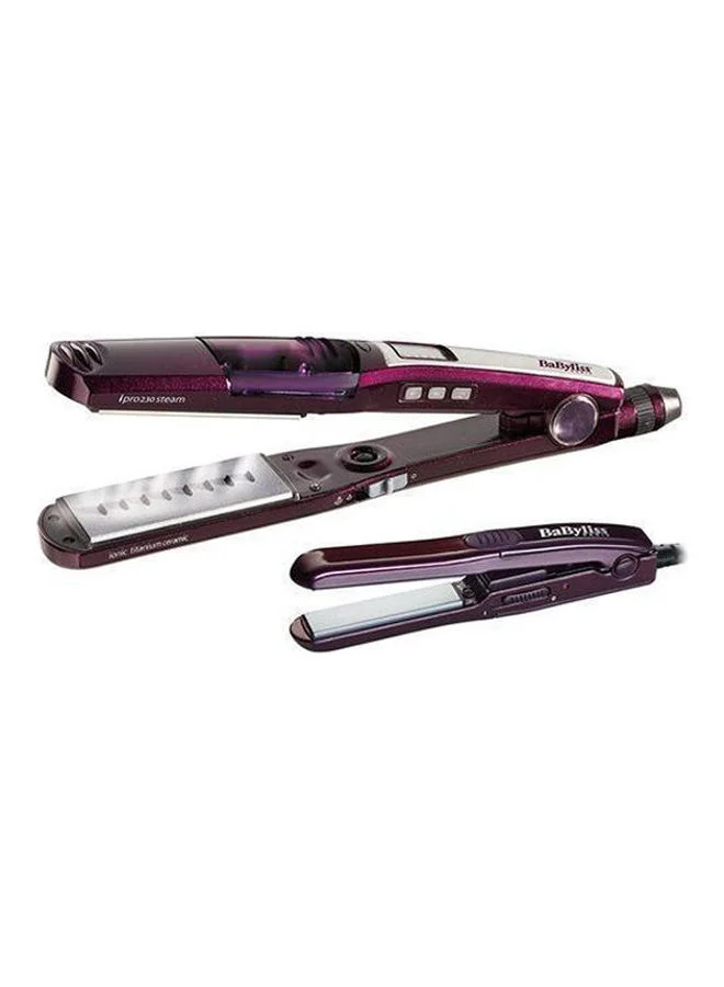 بيبي ليس Hair Steam Straightener, Up To 230°, 5 Heat Settings, Led Display, Titanium Ceramic Coating, Ionic Setting, I Temperature Technology, ST396SDE