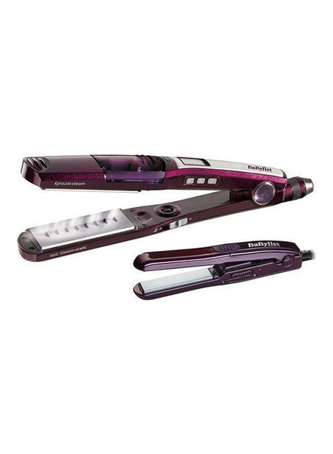 babyliss - Hair Steam Straightener, Up To 230°, 5 Heat Settings, Led Display, Titanium Ceramic Coating, Ionic Setting, I Temperature Technology, ST396SDE Purple - Image 1