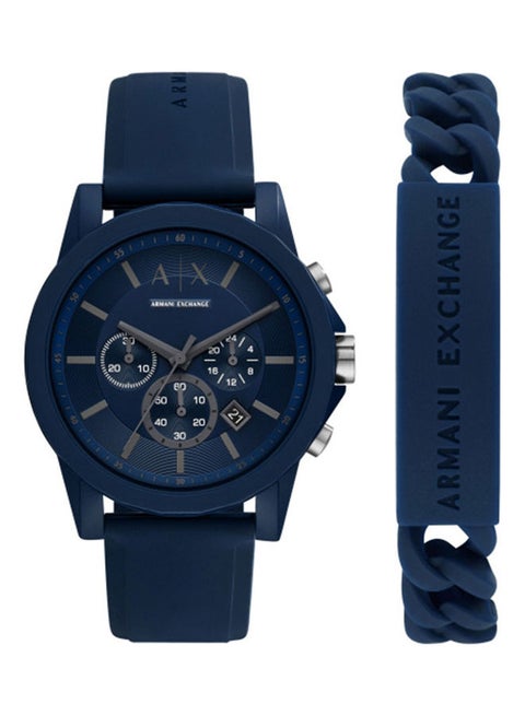 Men's Analog Round Shape Silicone Wrist Watch AX7128 - 44 Mm