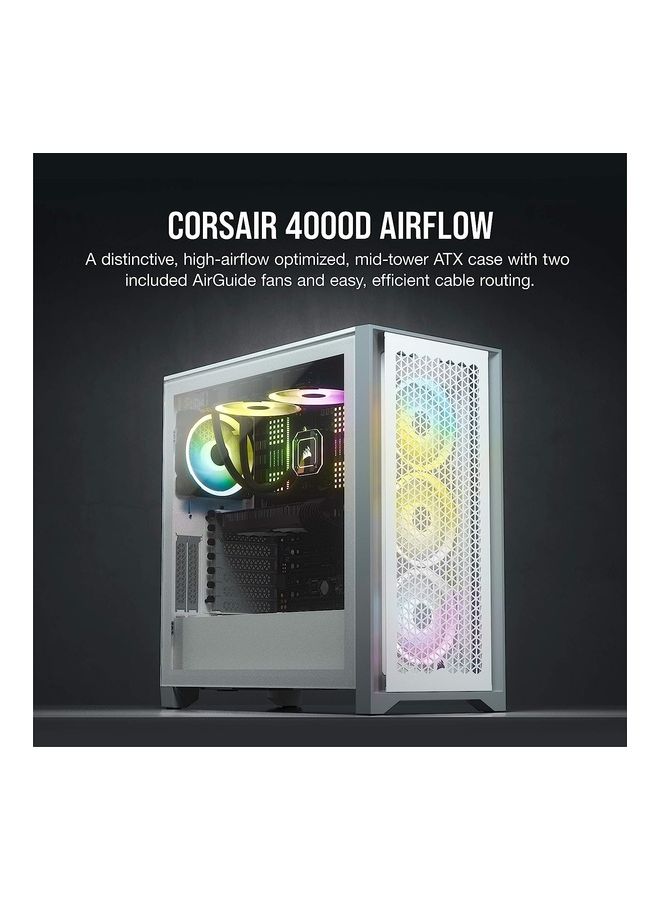 CORSAIR - 4000D Airflow Tempered Glass Mid-Tower ATX Computer Case/Gaming Cabinet - CC-9011201-WW White - Image 1