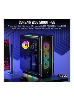 CORSAIR Icue 5000T Rgb Tempered Glass Mid-Tower Smart Case, CC-9011230-WW Black  - Image 2