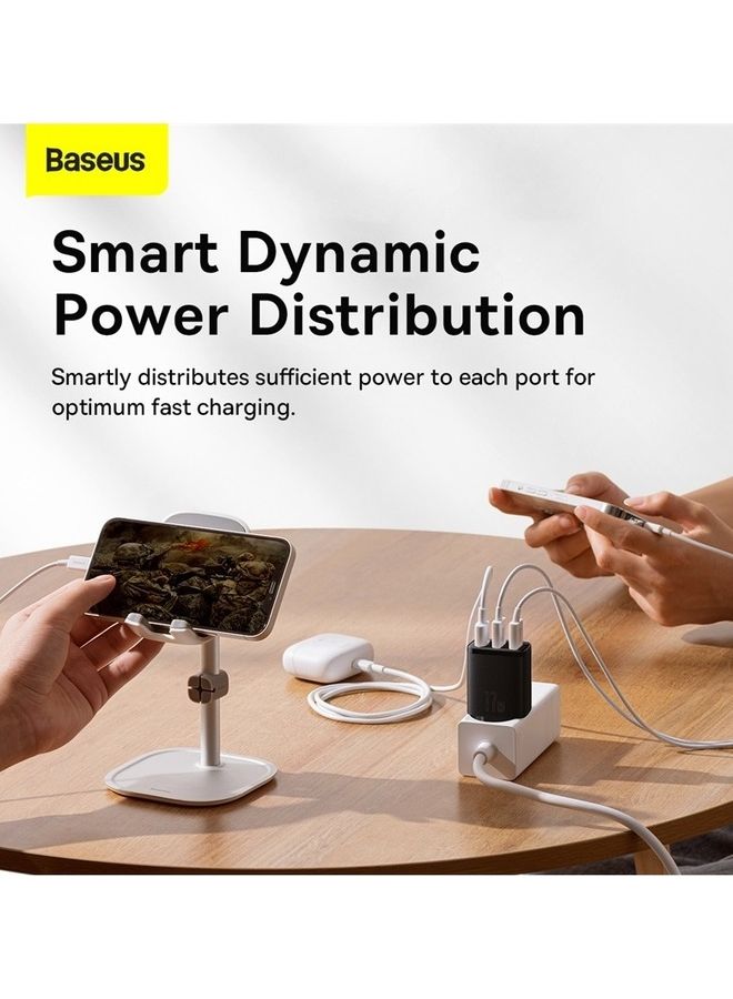 Baseus USB-A Wall Charger, USB Charger Adapter 3-Port 17W for iPhone 14/13/12/11/Pro/Pro Max/Mini, iPad Pro, Samsung Galaxy S21, Google Pixel 6,EU Plug Black Black  - Image 4