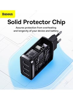 بيسوس USB-A Wall Charger, USB Charger Adapter 3-Port 17W for iPhone 14/13/12/11/Pro/Pro Max/Mini, iPad Pro, Samsung Galaxy S21, Google Pixel 6,EU Plug Black Black  - Image 5
