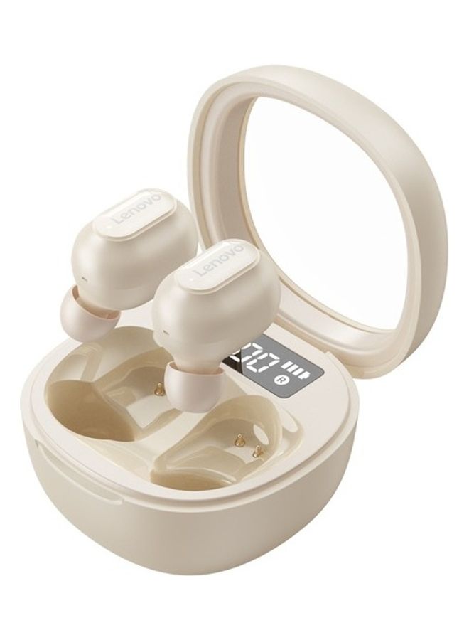 Lenovo - Thinkplus Pro Bluetooth 5.3 TWS Wireless Headset Noise Reduction Earbuds Smart Digital Display Gaming Earphones Beige - Image 1
