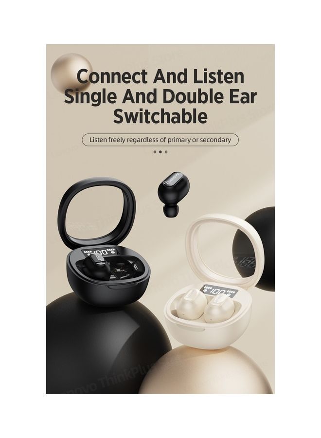Lenovo - Thinkplus Pro Bluetooth 5.3 TWS Wireless Headset Noise Reduction Earbuds Smart Digital Display Gaming Earphones Beige - Image 1