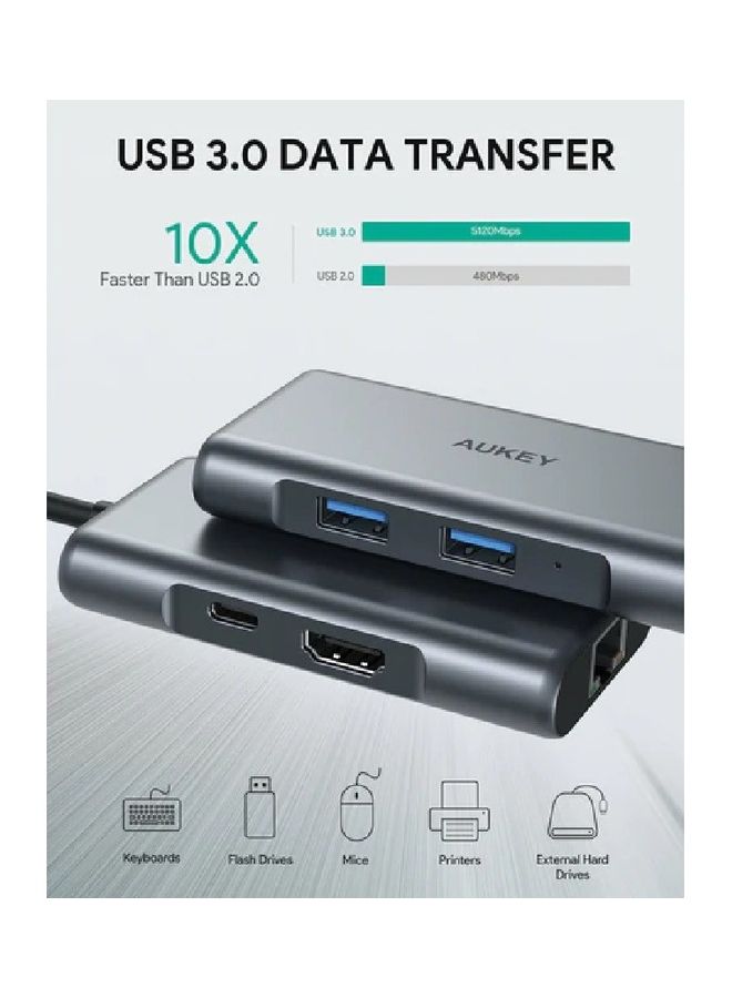 5-In-1 USB-C HUB CB-C75 Black
