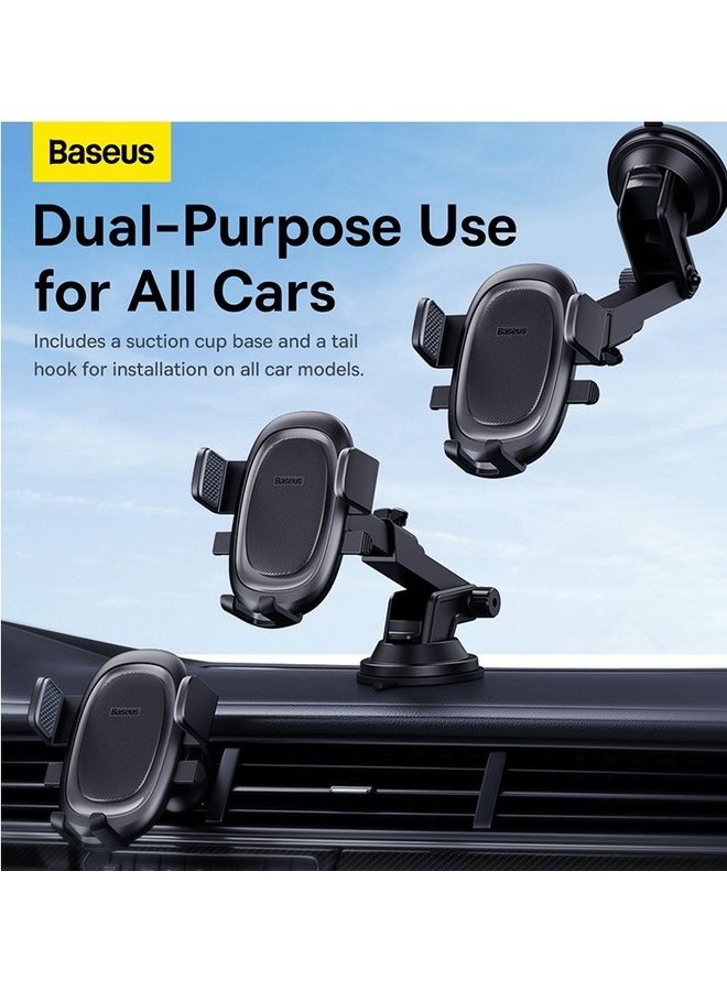 Baseus - Car Phone Holder 3 in 1 Phone Holder Car for Dashboard,Windshield,Air Vent Mobile Holder for Car with Auto Clamping Strong Suction Cup Car Phone Mount Compatible with iPhone 15 Pro Max/14/13/S23/S22 Black - Image 1