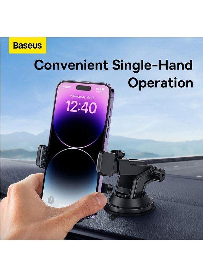 Baseus - Car Phone Holder 3 in 1 Phone Holder Car for Dashboard,Windshield,Air Vent Mobile Holder for Car with Auto Clamping Strong Suction Cup Car Phone Mount Compatible with iPhone 15 Pro Max/14/13/S23/S22 Black - Image 1