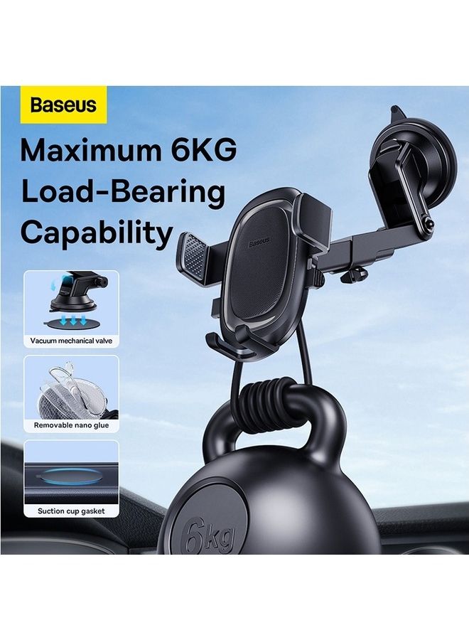 Baseus - Car Phone Holder 3 in 1 Phone Holder Car for Dashboard,Windshield,Air Vent Mobile Holder for Car with Auto Clamping Strong Suction Cup Car Phone Mount Compatible with iPhone 15 Pro Max/14/13/S23/S22 Black - Image 1