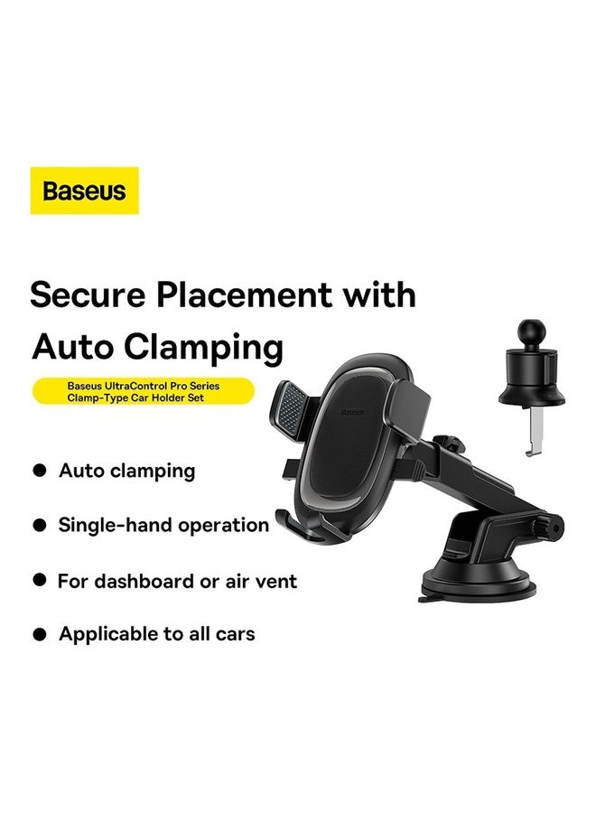 Baseus - Car Phone Holder 3 in 1 Phone Holder Car for Dashboard,Windshield,Air Vent Mobile Holder for Car with Auto Clamping Strong Suction Cup Car Phone Mount Compatible with iPhone 15 Pro Max/14/13/S23/S22 Black - Image 1