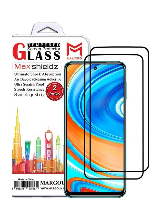 مارجون 2 Pack For Xiaomi Redmi Note 9 Pro Screen Protector Tempered Glass Full Glue Back Clear - Image 1