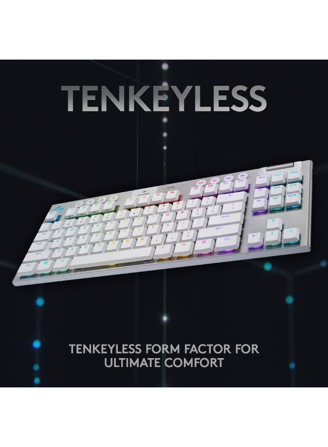 Logitech - G915 LIGHTSPEED TKL Tenkeyless Wireless Mechanical Gaming Keyboard With Low Profile Gl-Tactile Key Switches, LIGHTSYNC RGB, Ultra Thin Design, 40+ Hours Battery Life, QWERTY UK Layout - White - Image 1