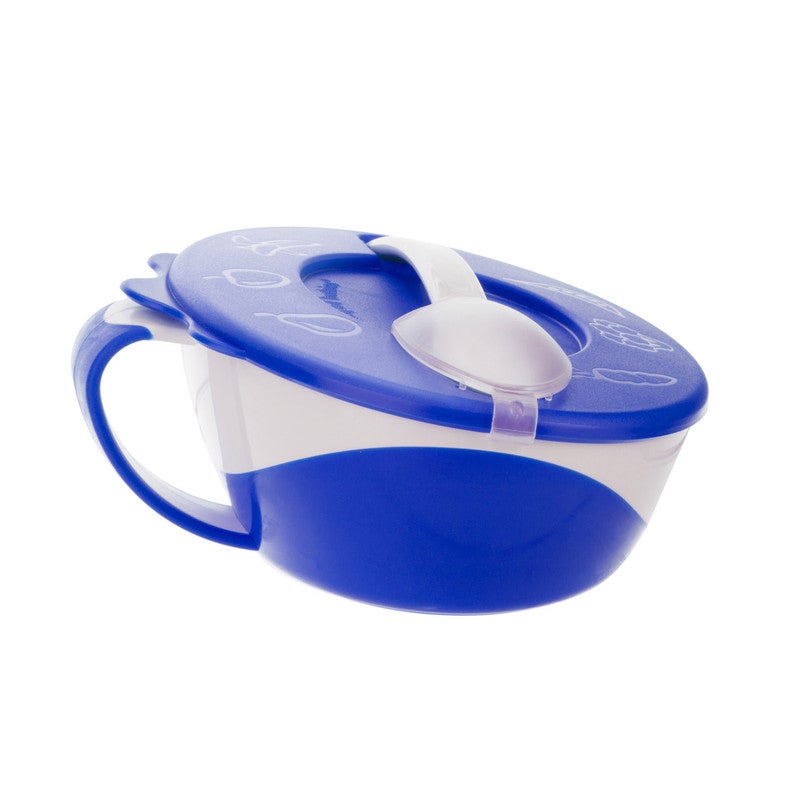 Canpol babies - Canpol babies Bowl with Spoon and Lid 350ml LITTLE COW blue - Image 1