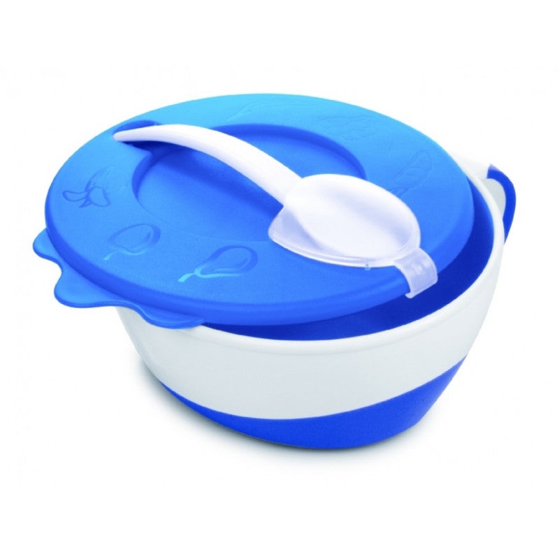 Canpol babies - Canpol babies Bowl with Spoon and Lid 350ml LITTLE COW blue - Image 1