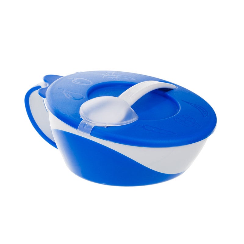 Canpol babies - Canpol babies Bowl with Spoon and Lid 350ml LITTLE COW blue - Image 1