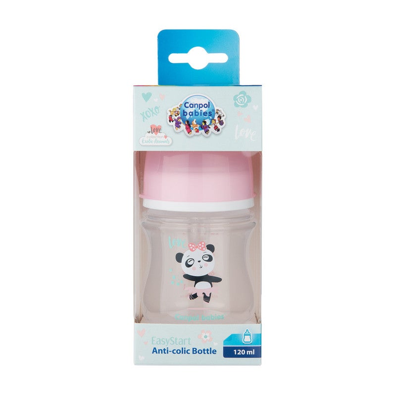 Canpol babies Easystart Anti-colic Wide Neck Bottle 120ml PP EXOTIC ANIMALS pink - Image 2
