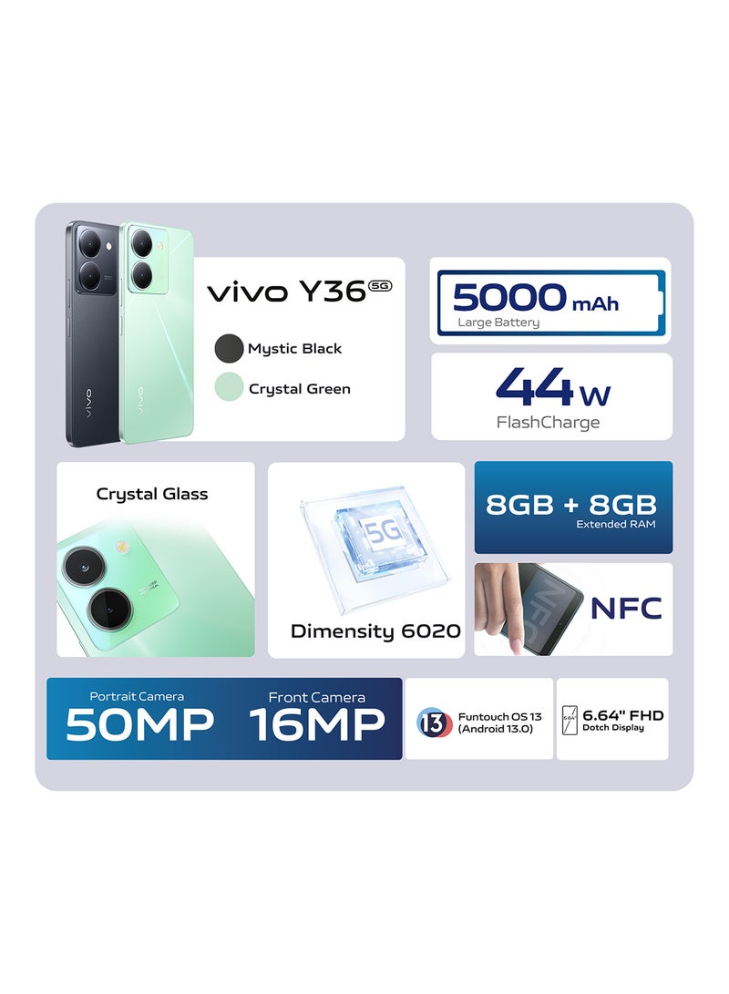 vivo - Y36 5G Dual SIM Crystal Green 8+8GB RAM 256GB - Middle East Version - Image 1