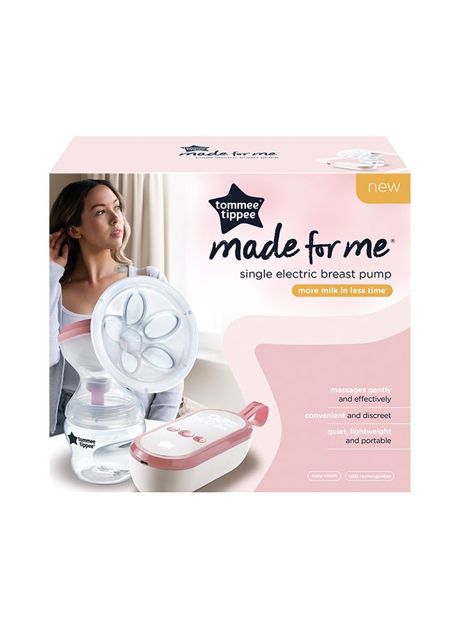 تومي تيبي مضخة ثدي كهربائية فردية من Made for Me، شفط قوي، ملمس ناعم، قابلة لإعادة الشحن عبر USB، هادئة، تتضمن زجاجة أطفال مزودة بأوضاع سريعة محمولة  - Image 3