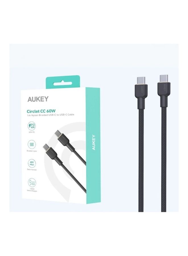 Aukey 1.8 M Nylon Braided USB-C To C Cable CB-NCC2 Black  - Image 2