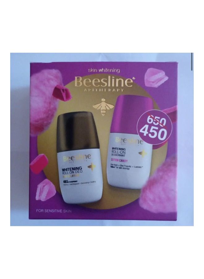 Beesline Whitening Roll On (Hair Delaying + Cottoncandy) Promo Pack 2In1 - Hair Delyaing Deo 3In1 - Rich In “Teflose Multicolour 2*50ml - Image 2