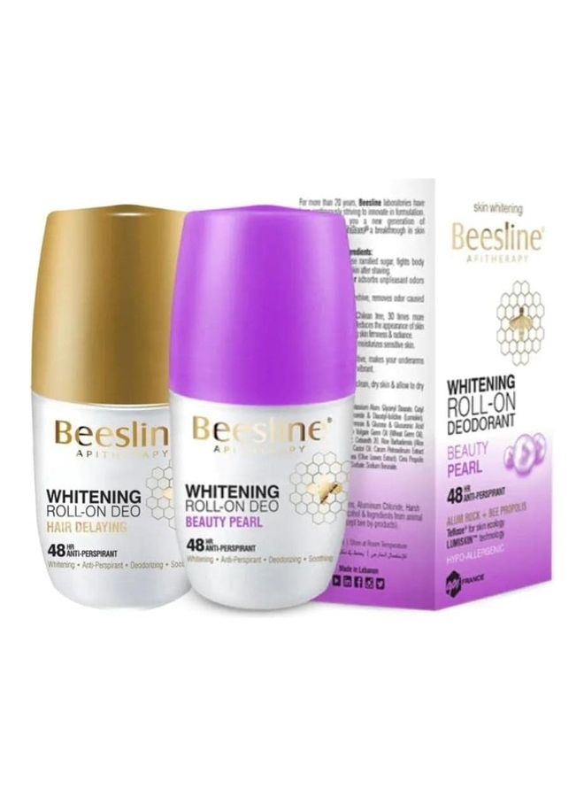 Beesline Whitening Roll On (Hair Delaying +Beauty Pearl) Multicolour 2*50ml - Image 1