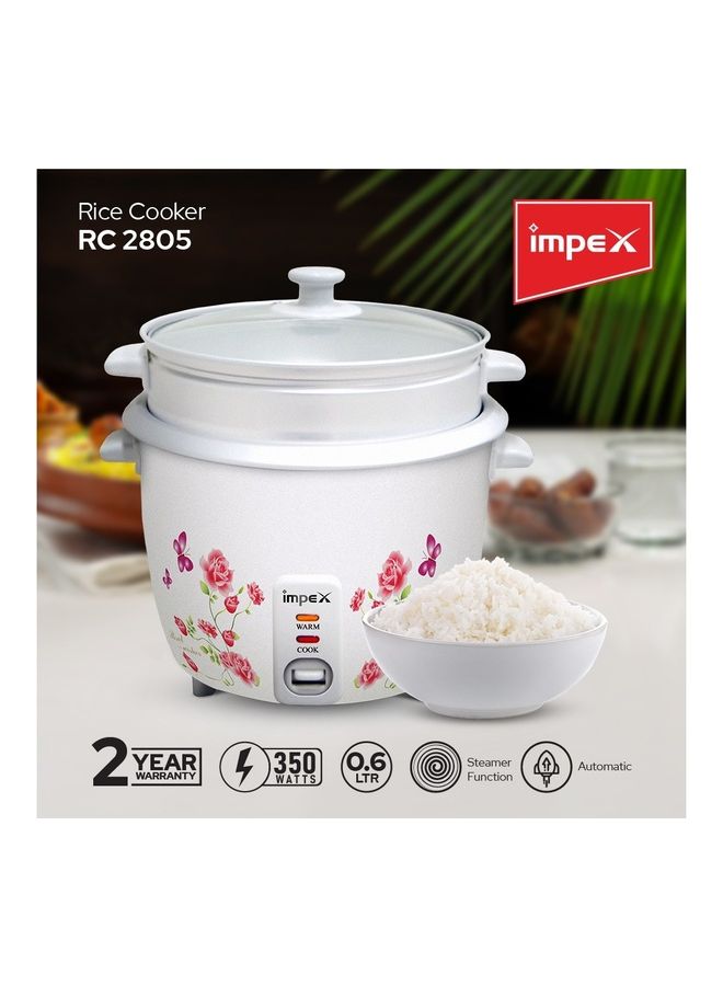 Electric Drum Rice Cooker With Aluminium Inner Pot 0.6 L 350 W RC 2805 White - v1690257735/N53422273A_2