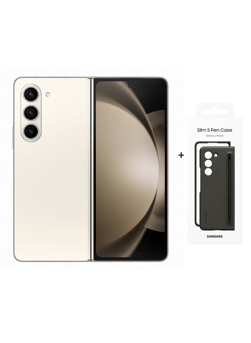 سامسونج هاتف Galaxy Z Fold 5 ثنائي الشريحة باللون الكريمي وذاكرة وصول عشوائي سعة 12 جيجابايت وذاكرة داخلية سعة 1 تيرابايت وشبكة 5G مع هدايا - إصدار الشرق الأوسط  - Image 1