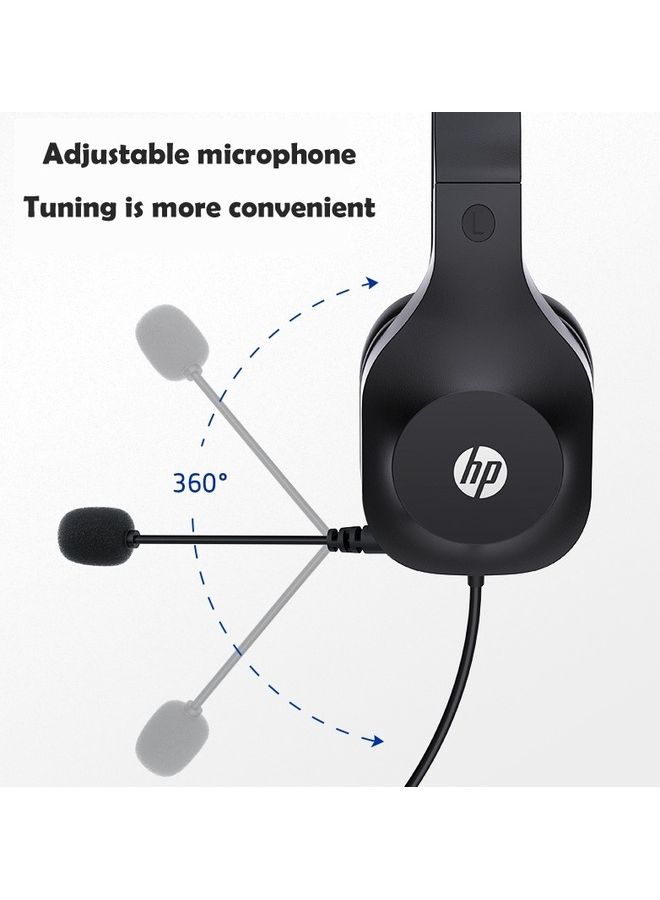 HP Dhh-1601 Head-Mounted Computer E-Sports Game Learning Online Class Exam Headset Black  - Image 2