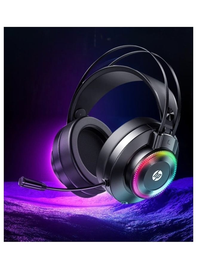 HP Gh10 Wired Gaming Headset 360 Stereo Effect Led Colorful Light Flexible Microphone For Pc La Usb + 3.5Mm Black  - Image 2