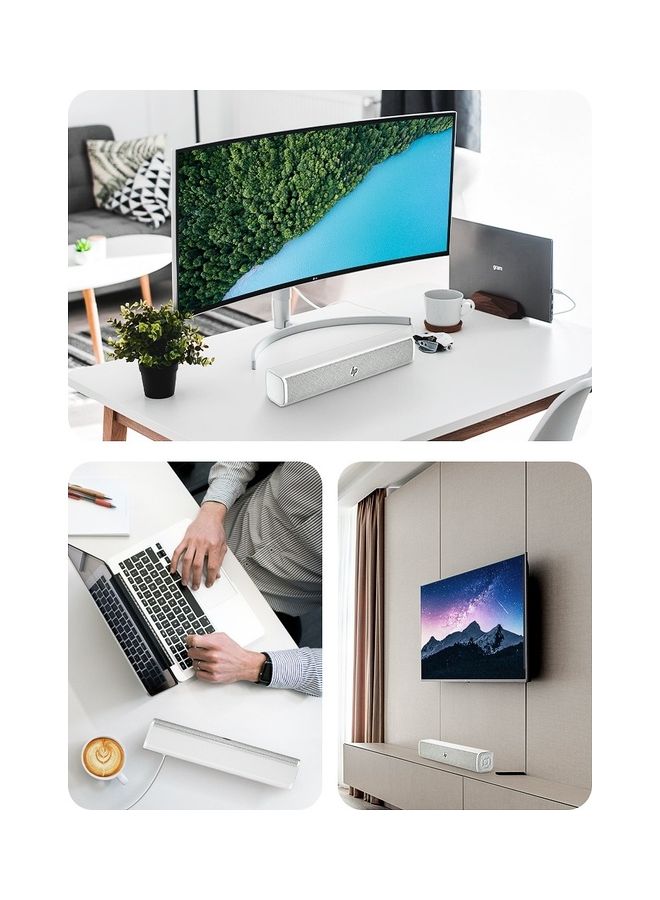 WS1 Pro Wired Bluetooth Speaker Desktop Laptop Home Office White