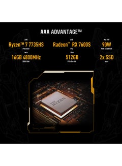ASUS TUF Gaming A16 Advantage Edition FA617NS-N3002W Gaming (Upgraded Version) Laptop With 16-Inch Display, AMD Ryzen 7-7735HS Processor / 16GB RAM / 512GB SSD / 8GB AMD Radeon RX-7600S Graphics / English/Arabic Off Black  - Image 4