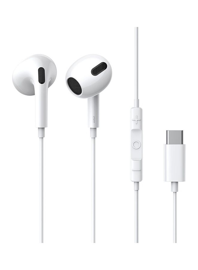 Baseus - Type C Wired Earbuds Headphones with Microphone USB C Earphones with Volume Control & Support Call Compatible with Samsung Galaxy S23 Ultra/S23+/iPhone 15 Pro Max/Plus,/iPad Pro/MacBook Most USB C Devices White - Image 1