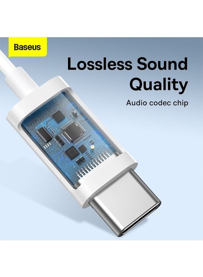 Baseus - Type C Wired Earbuds Headphones with Microphone USB C Earphones with Volume Control & Support Call Compatible with Samsung Galaxy S23 Ultra/S23+/iPhone 15 Pro Max/Plus,/iPad Pro/MacBook Most USB C Devices White - Image 1