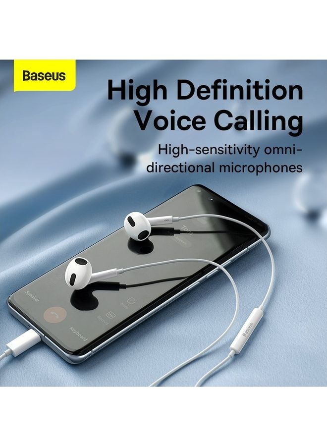 Baseus - Type C Wired Earbuds Headphones with Microphone USB C Earphones with Volume Control & Support Call Compatible with Samsung Galaxy S23 Ultra/S23+/iPhone 15 Pro Max/Plus,/iPad Pro/MacBook Most USB C Devices White - Image 1
