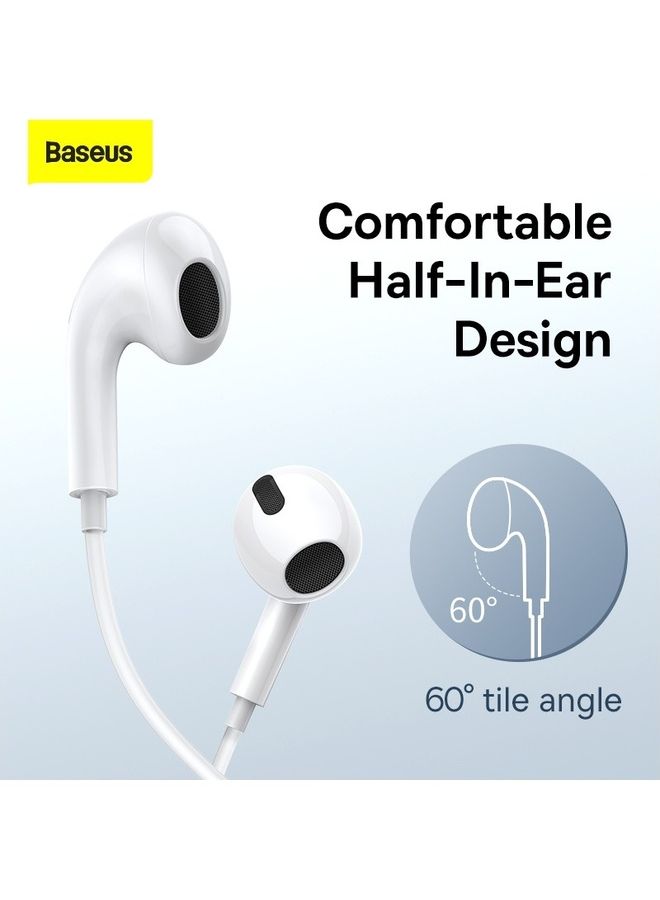 Baseus - Type C Wired Earbuds Headphones with Microphone USB C Earphones with Volume Control & Support Call Compatible with Samsung Galaxy S23 Ultra/S23+/iPhone 15 Pro Max/Plus,/iPad Pro/MacBook Most USB C Devices White - Image 1