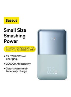 بيسوس - بطارية متنقلة بقوة 22.5 واط بسعه 20,000 ملي امبير - ازرق 20000 mAh  - Image 2