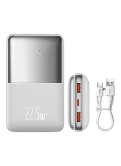 20000 mAh Portable Charger, 22.5W Power Bank Fast Charging Battery Pack with Digital LED Display 2 USB-A, 1 USB-C USB Ports Compatible with iPhone, iPad, Switch, Samsung Devices, and More White