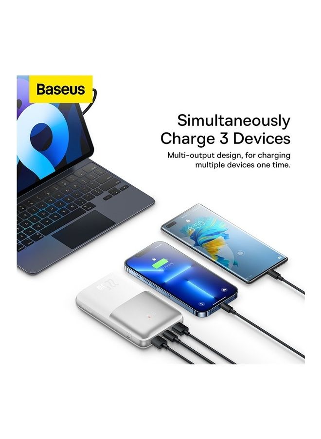 Baseus - 20000 mAh Portable Charger, 22.5W Power Bank Fast Charging Battery Pack with Digital LED Display 2 USB-A, 1 USB-C USB Ports Compatible with iPhone, iPad, Switch, Samsung Devices, and More White - Image 1