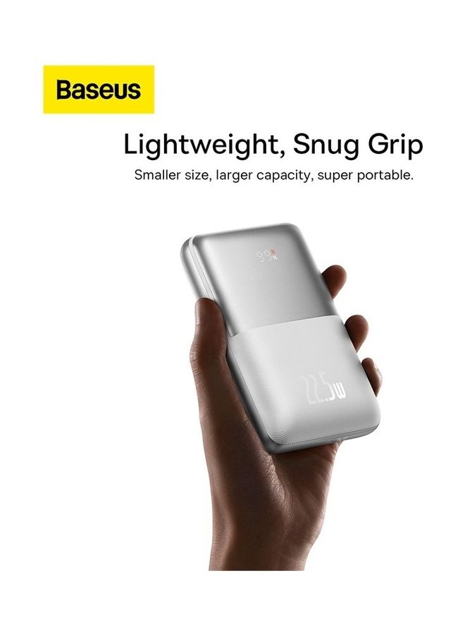 Baseus - 20000 mAh Portable Charger, 22.5W Power Bank Fast Charging Battery Pack with Digital LED Display 2 USB-A, 1 USB-C USB Ports Compatible with iPhone, iPad, Switch, Samsung Devices, and More White - Image 1