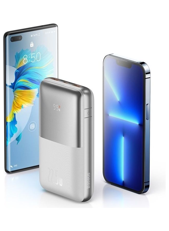 Baseus - 20000 mAh Portable Charger, 22.5W Power Bank Fast Charging Battery Pack with Digital LED Display 2 USB-A, 1 USB-C USB Ports Compatible with iPhone, iPad, Switch, Samsung Devices, and More White - Image 1