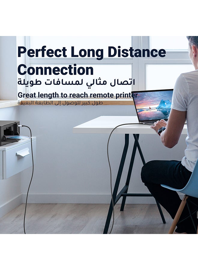 كابل طابعة مضفر من منفذ USB 2.0 A إلى منفذ USB B ذكر ومتوافق مع الطابعات والماسحات الضوئية بمنفذ USB Type B من إبسون وإتش بي ديسك جيت/ إنفي وكانون وليكسمارك وسامسونج وديل وبراذر - بطول 2 متر أسود - v1690355491/N46563929A_6