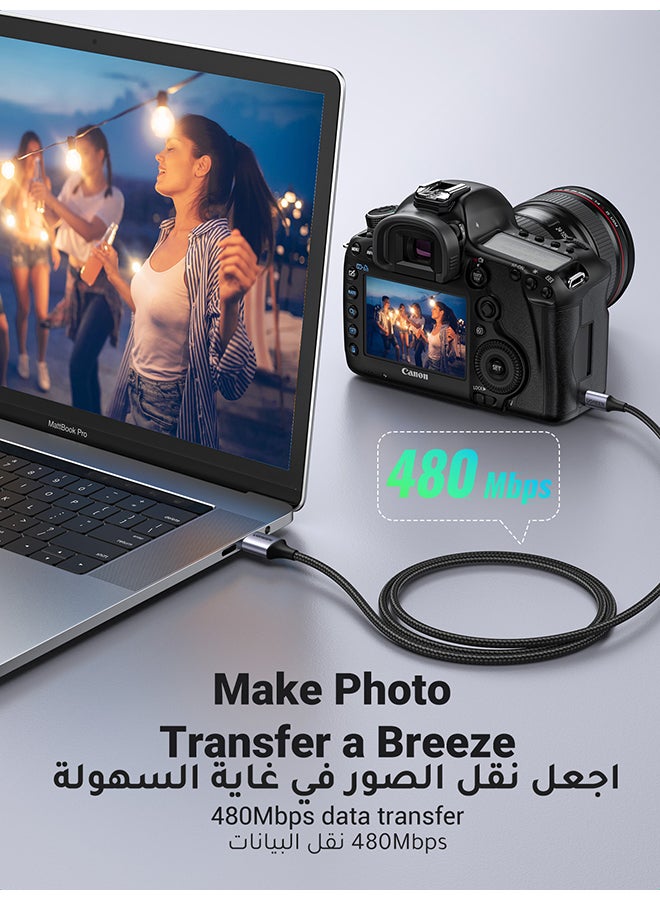 يو جرين - كابل محول OTG مضفر للبيانات من منفذ USB Type C ذكر إلى منفذ USB 3.0 أنثى ومتوافق مع أجهزة جالاكسي S21 ألترا وS20/ ‏10e/ نوت 20 وآي باد برو إصدار 2020/ 2021 وميت 40 وP40 برو أسود - Image 1