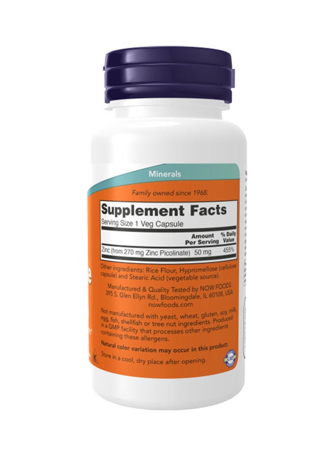 Now Foods - Zinc Picolinate 50 mg 120 Veg Capsules - Image 1