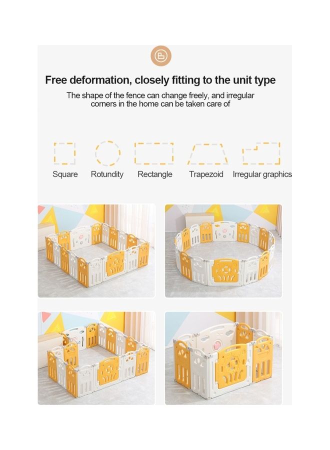 16 Plus 2 Pieces Protective Baby Crawling Safety Children's Indoor Game Activity Center Fence, Foldable Playpen, Play Area For Babies And Toddlers