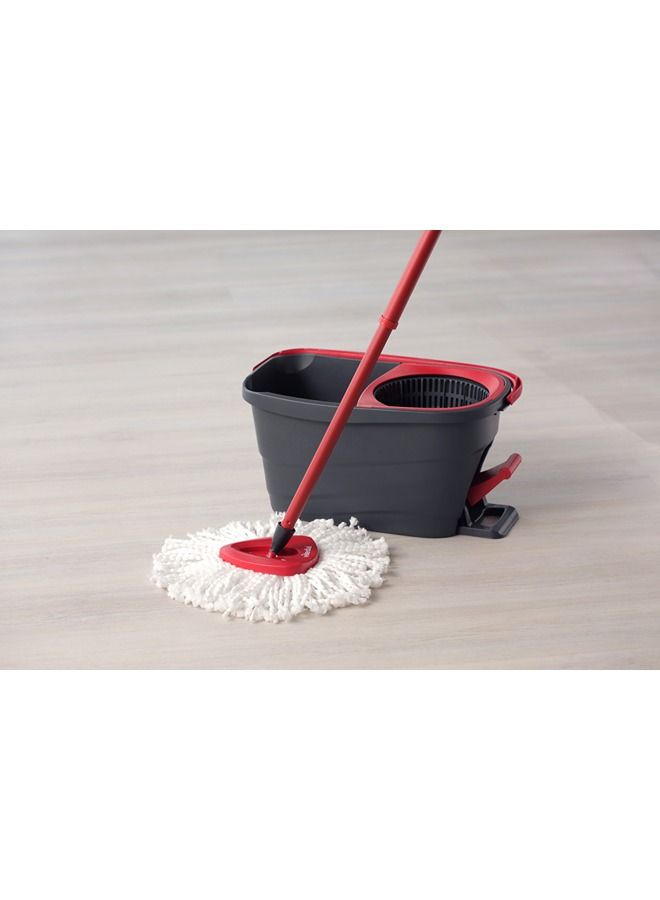 Vileda - Vileda Easy Wring, Clean Spin Mop And Bucket Set With Foot Pedal, Telescopic Handle 85 – 123 cm, Floor Mop With Spinning Wringer, 2in1 Microfibre Mop Head Red/Black/White ‎49.4x29.7x29.1cm - Image 1